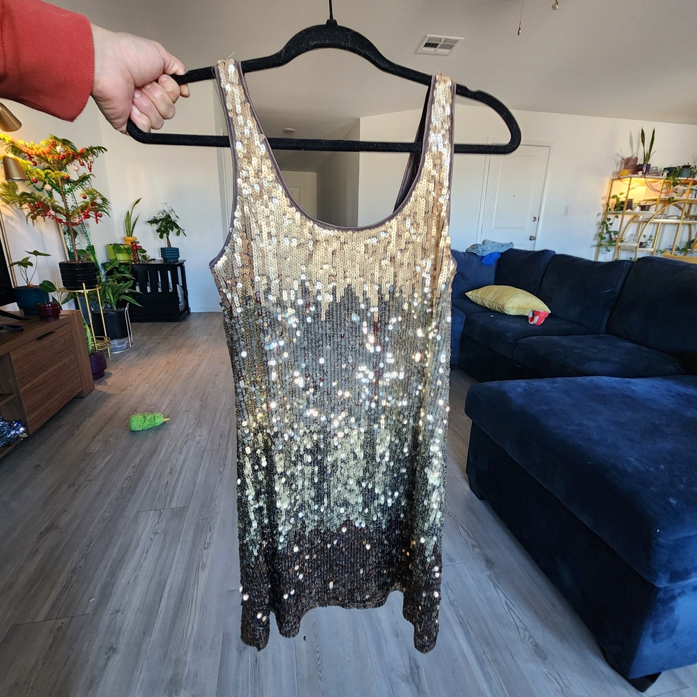 Express Gold Sequin Mini Dress